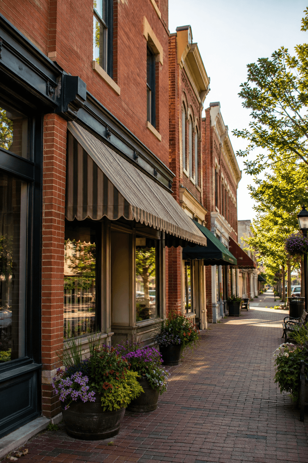Historic Main Street storefronts in downtown Rochester, Michigan